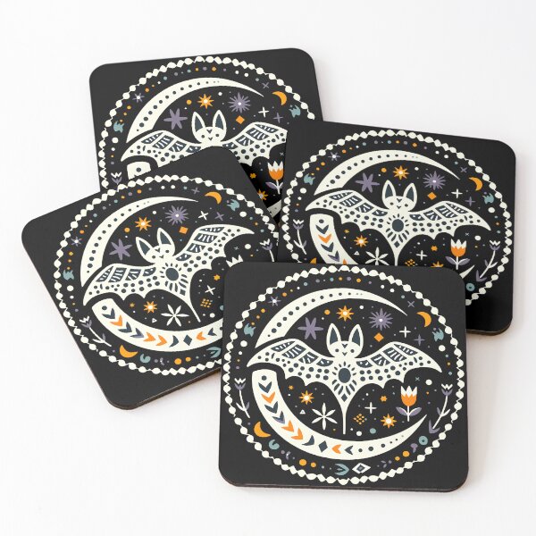 Item preview, Halloween Bat with Stars - Scandinavian Folk Art by heidiannemorris © designed and sold by FOLK ART FUSION by heidiannemorris.