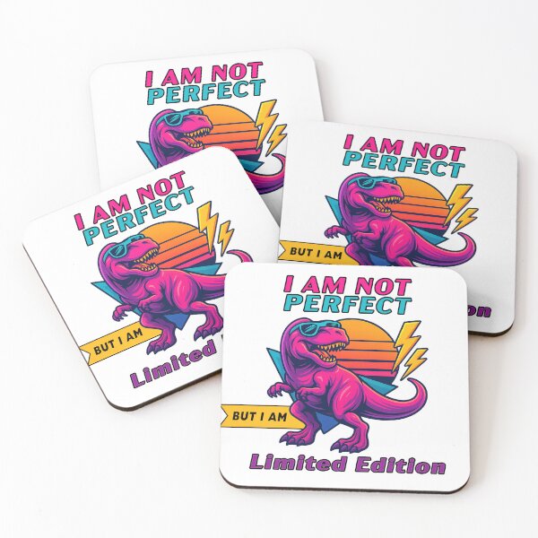 Item preview, Pink Retro T-Rex – “I Am Not Perfect, But I Am Limited Edition” | 80s Dinosaur Pop Art designed and sold by Allie Oop Art and Design.