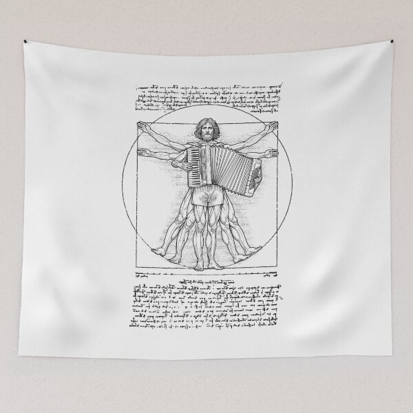 Item preview, Accordion Accordionist Vitruvian Man Leonardo Da Vinci Music designed and sold by GrandeDuc.