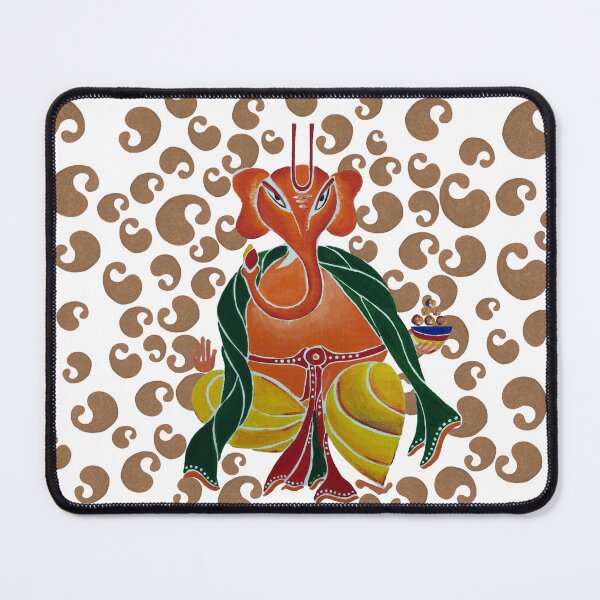 Item preview, God Ganesha sitting gracefully as golden paisley patterns enrich the background designed and sold by DollyJ.
