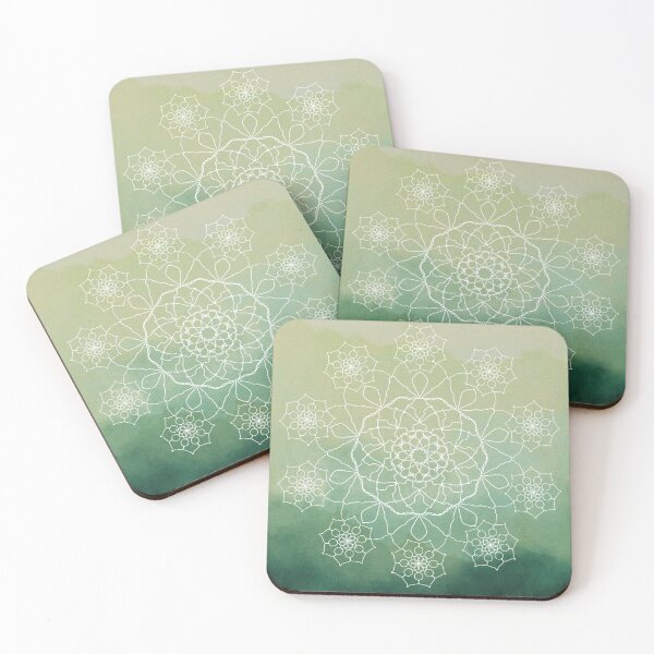 Item preview, White Mandala on green gradient background designed and sold by Nathalia  Lodi.