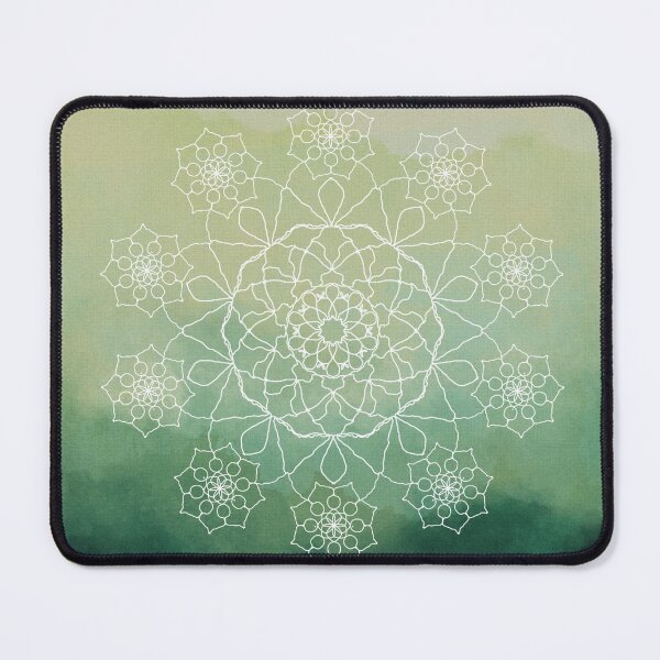 Item preview, White Mandala on green gradient background designed and sold by Nathalia Lodi.