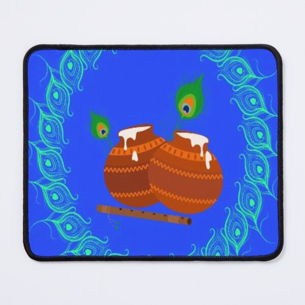 Item preview, Krishna Matki and Flute Logo with Peacock Feather Mandala designed and sold by Om-Namo Store .