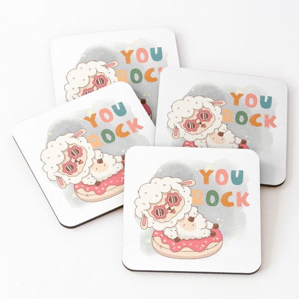 Item preview, You Rock - Cute, Fluffy Sheep + Donut + Retro Sunglasses designed and sold by LulitasDreams.