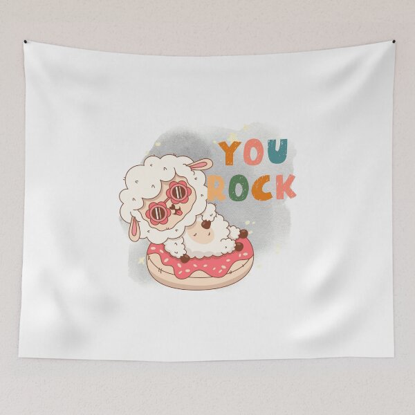 Item preview, You Rock - Cute, Fluffy Sheep + Donut + Retro Sunglasses designed and sold by LulitasDreams.