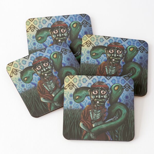 Item preview, Surreal Tribal Woman with Mythical Snake in Folk Art Style designed and sold by BUDDYLUU.