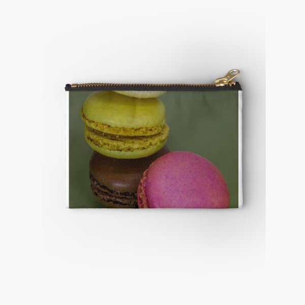 Item preview, Stacked Colorful Macarons Featuring Various Flavors on a Plain Background designed and sold by Nmallia.
