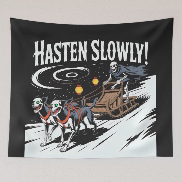 Item preview, Darkly Playful Sledding Scene with Ghoulish Humor designed and sold by SplashTastic.