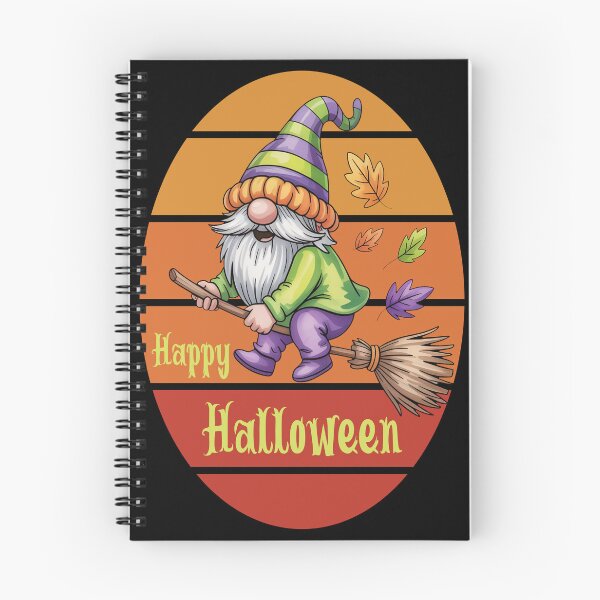 Item preview, Retro Happy Halloween Gnome Flying on Broom designed and sold by Visimatic.