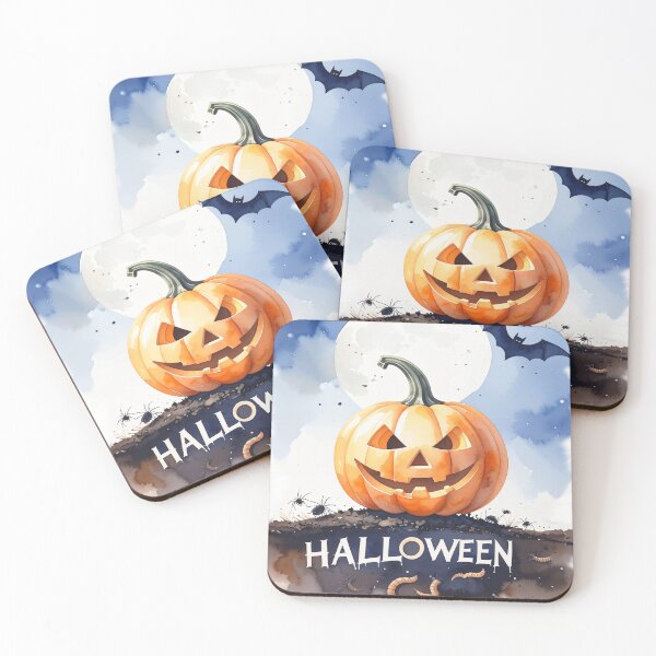 Item preview, Psycho Halloween pumpkins on the ground with insects and worms designed and sold by LiskoDesign.