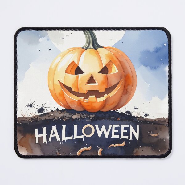 Item preview, Psycho Halloween pumpkins on the ground with insects and worms designed and sold by LiskoDesign.