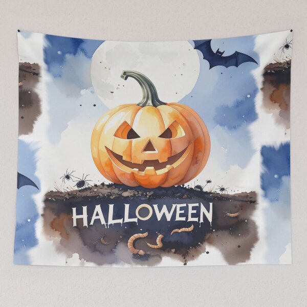 Item preview, Psycho Halloween pumpkins on the ground with insects and worms designed and sold by LiskoDesign.