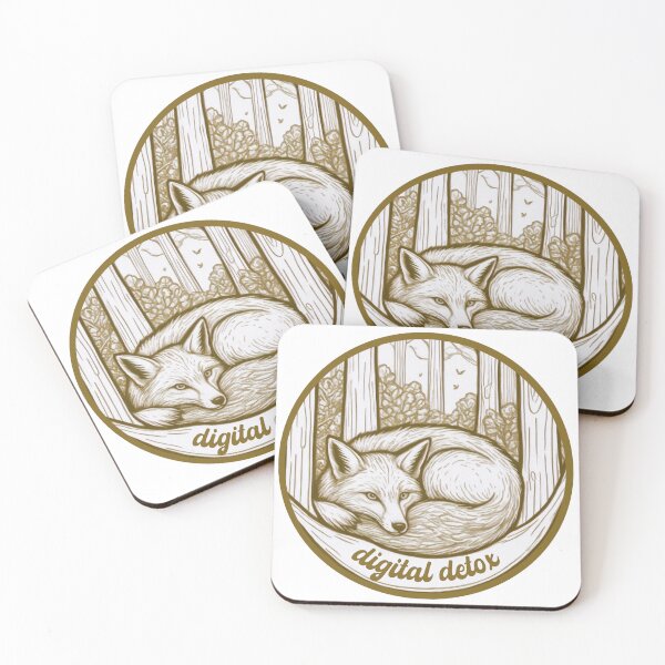 Item preview, cute fox kawaii illustration digital detox retro vintage brown designed and sold by LessStressNerd.