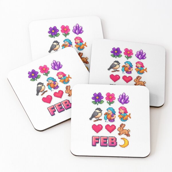 Artikelvorschau, Retro Pixel Februar Aufkleber Set entworfen und verkauft von BrushAndBreathe.