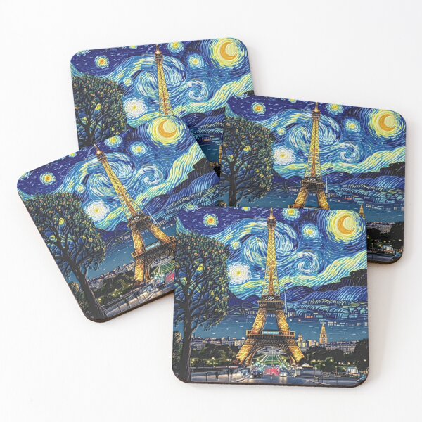 Item preview, eiffel tower basic starry night colorful abstract design designed and sold by SmashingDeals.
