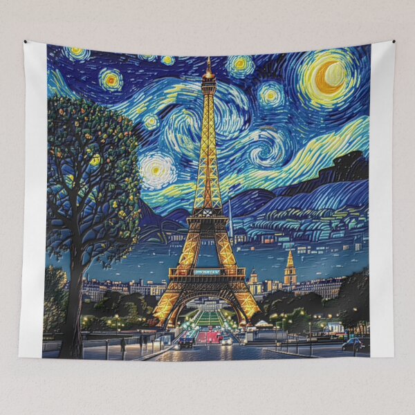 Item preview, eiffel tower basic starry night colorful abstract design designed and sold by SmashingDeals.