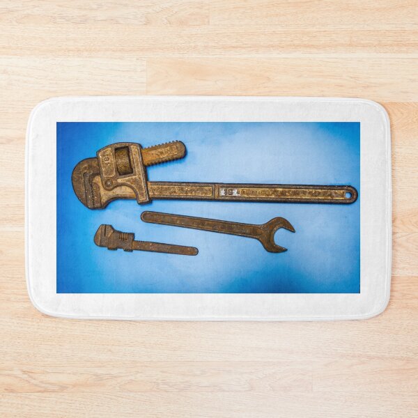 Item preview, Rusty Metal Wrenches and Tools Against a Blue Background designed and sold by Nmallia.