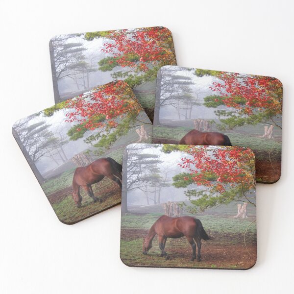 Item preview, Early fall Morning Horse in Pasture designed and sold by Blue Horse Photo Magic.