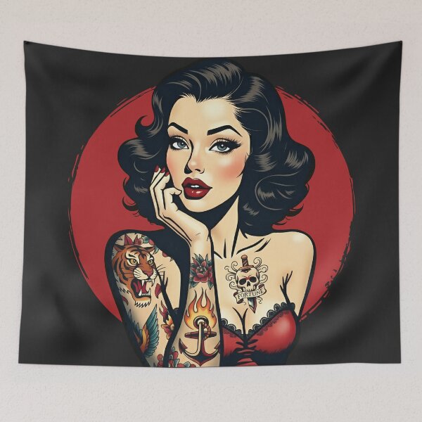Item preview, Retro Tattooed Girl designed and sold by PaulSDesign.