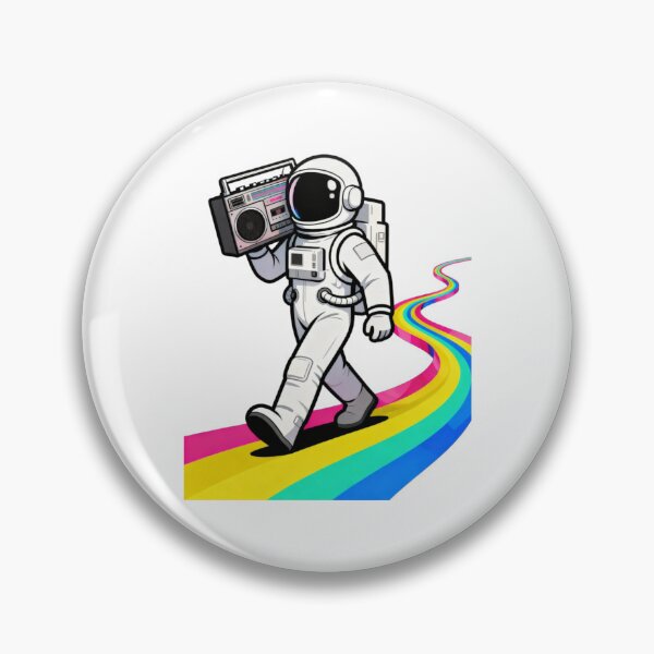 Item preview, Retro Astronaut with Boombox Rainbow Spacewalk Vibes designed and sold by fangt30Orange.