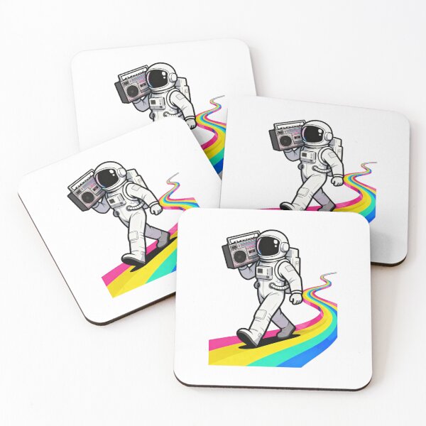 Item preview, Retro Astronaut with Boombox Rainbow Spacewalk Vibes designed and sold by fangt30Orange.