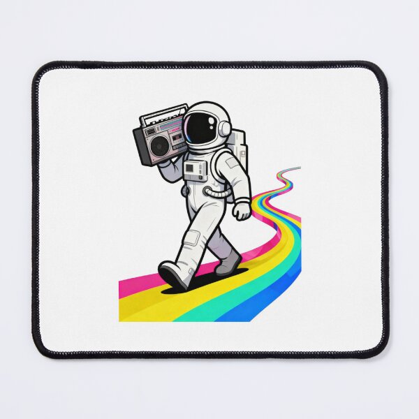 Item preview, Retro Astronaut with Boombox Rainbow Spacewalk Vibes designed and sold by fangt30Orange.