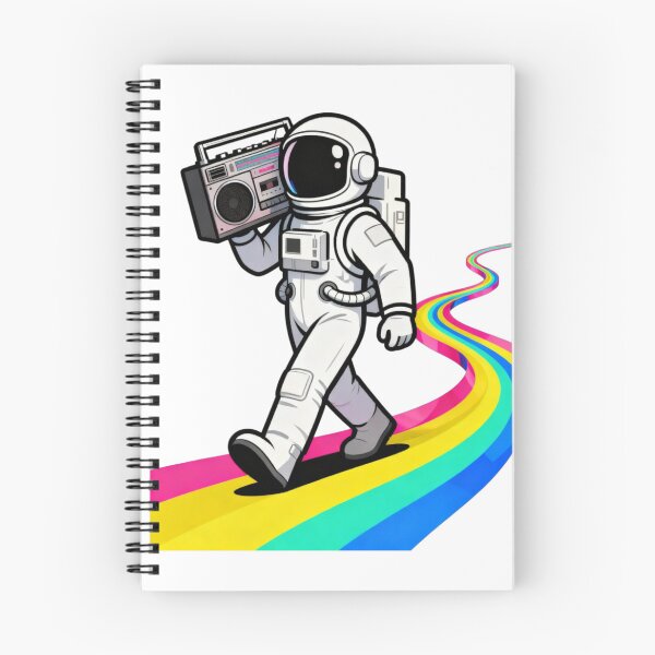 Item preview, Retro Astronaut with Boombox Rainbow Spacewalk Vibes designed and sold by fangt30Orange.