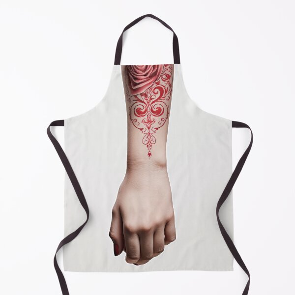 Item preview, Arm ink tattoo of red roses with leaves and decorative elements, AI generated designed and sold by dvoevnore.