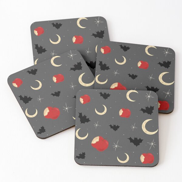 Item preview, Halloween Apple and Bat Pattern - Midnight Charcoal  designed and sold by TheStorymossHouse.