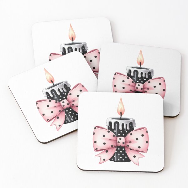 Item preview, Pink Halloween black candle with a bow designed and sold by CleanDecor.