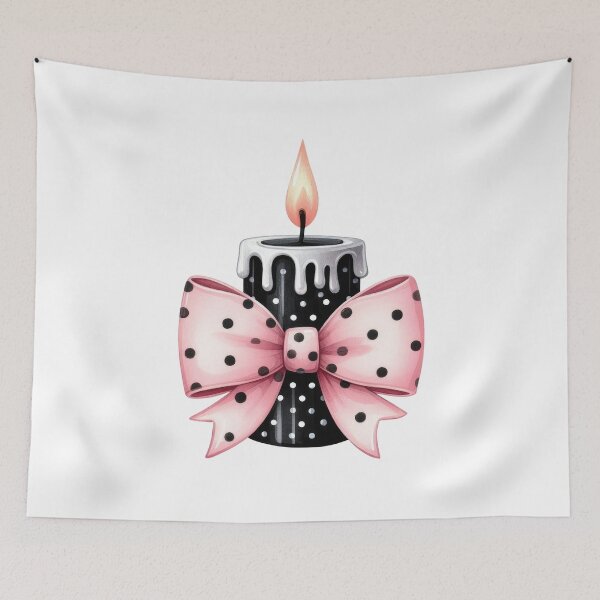 Item preview, Pink Halloween black candle with a bow designed and sold by CleanDecor.