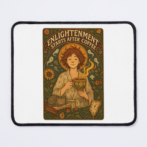 Item preview, Enlightenment Starts After Coffee Art Nouveau T-Shirt | Funny Coffee Lover Gift designed and sold by MySpiritTravels.