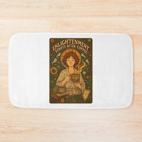 Item preview, Enlightenment Starts After Coffee Art Nouveau T-Shirt | Funny Coffee Lover Gift designed and sold by MySpiritTravels.