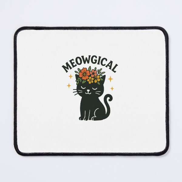 Item preview, Meowgical Black Cat with Flower Wreath – Magically Cute Cat Design designed and sold by Lieblingsmädchen.