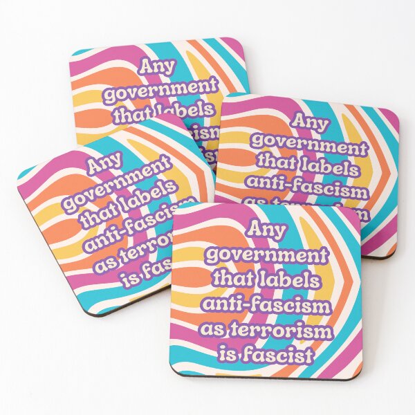 Item preview, Any government that labels anti-fascism as terrorism is fascist | Colorful, Retro, Groovy Design designed and sold by leftyshirts.