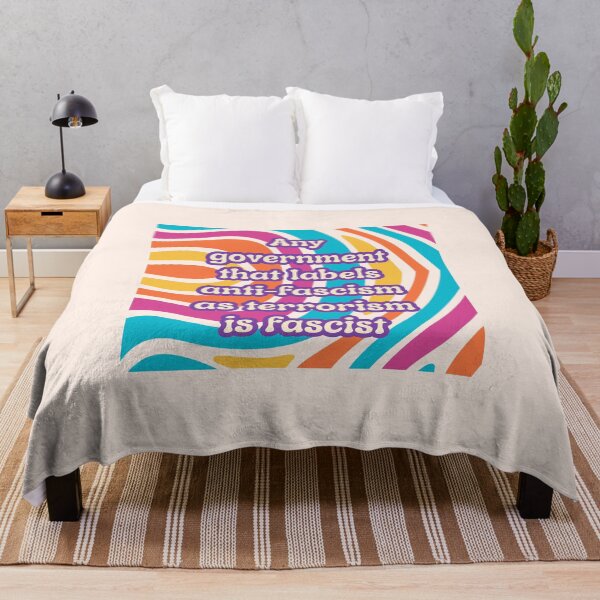 Item preview, Any government that labels anti-fascism as terrorism is fascist | Colorful, Retro, Groovy Design designed and sold by leftyshirts.