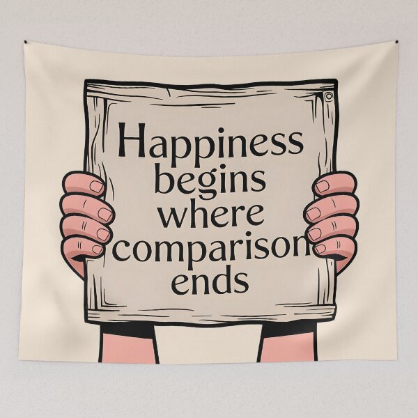 Item preview, Happiness Begins Where Comparison Ends, Inspirational Mental Health Reminder designed and sold by MoMidoStore.