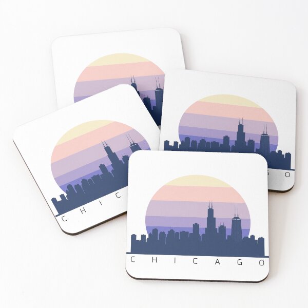 Item preview, Chicago Skyline Sunset | Flat City Silhouette Design | Windy City Travel Art designed and sold by SimplyJasper.