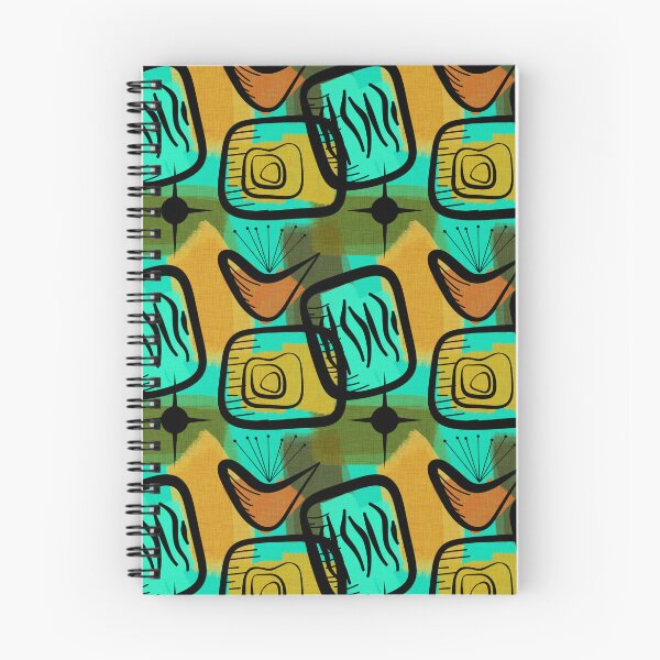 Item preview, Snazzy Fifties Mid-Century Modern Style Plants Aqua Gold Green designed and sold by CheriesArt.