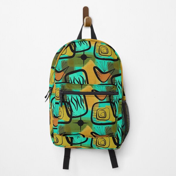 Item preview, Snazzy Fifties Mid-Century Modern Style Plants Aqua Gold Green designed and sold by CheriesArt.
