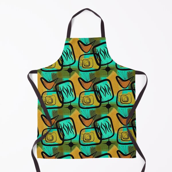 Item preview, Snazzy Fifties Mid-Century Modern Style Plants Aqua Gold Green designed and sold by CheriesArt.