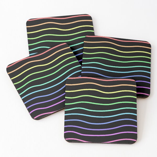 Item preview, Wavy Lines (Multi-Coloured on Black Background) designed and sold by IKDG.