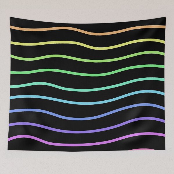 Item preview, Wavy Lines (Multi-Coloured on Black Background) designed and sold by IKDG.