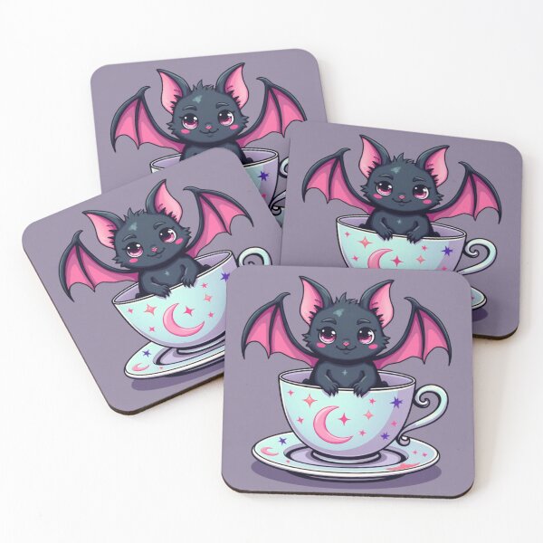 Item preview, Cute Kawaii Bat in Moon Teacup - Spooky Gothic Art designed and sold by driftwellstudio.