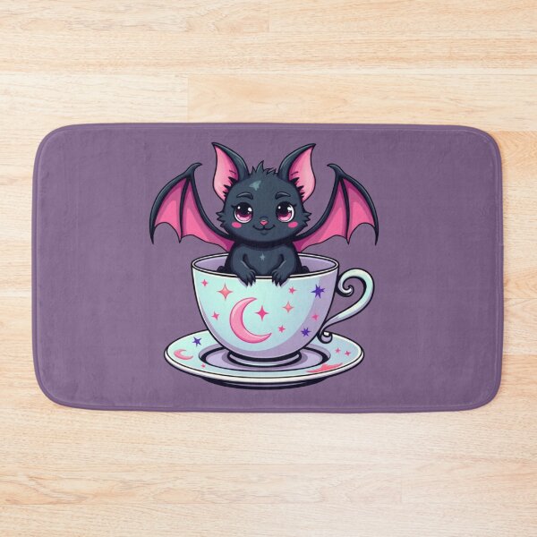 Item preview, Cute Kawaii Bat in Moon Teacup - Spooky Gothic Art designed and sold by driftwellstudio.