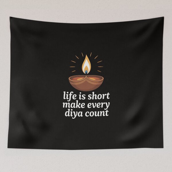 Item preview, Life Is Short Make Every Diya Count – Minimalist Diwali Design designed and sold by Jollys-ArtShop.