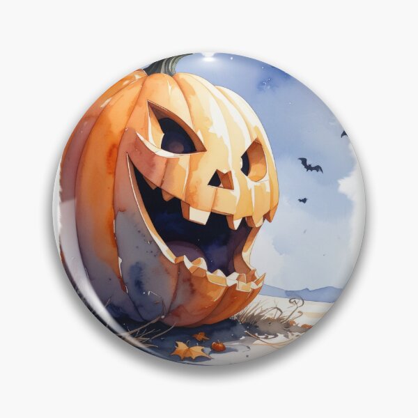 Item preview, Happy Halloween, giant pumpkin with bats watercolors designed and sold by LiskoDesign.