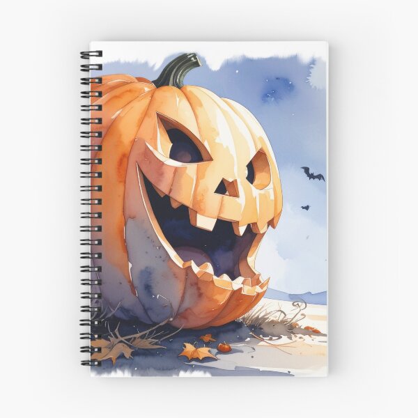 Item preview, Happy Halloween, giant pumpkin with bats watercolors designed and sold by LiskoDesign.