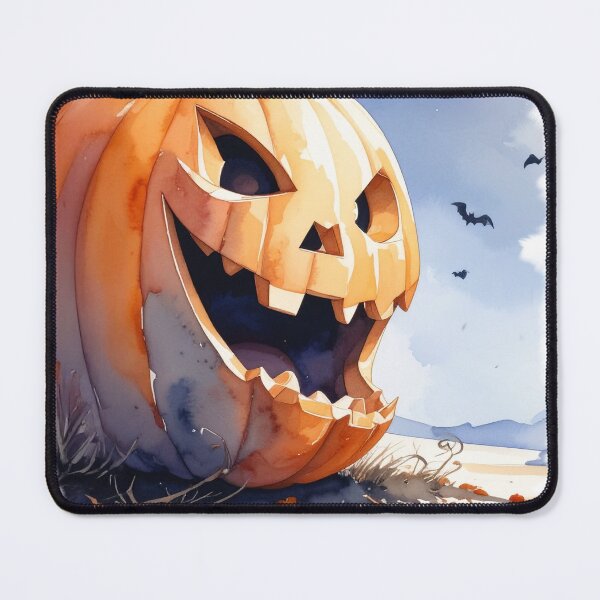 Item preview, Happy Halloween, giant pumpkin with bats watercolors designed and sold by LiskoDesign.