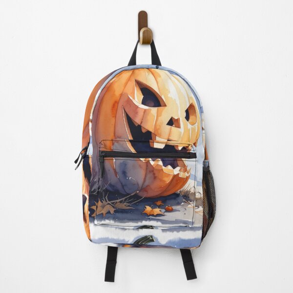 Item preview, Happy Halloween, giant pumpkin with bats watercolors designed and sold by LiskoDesign.